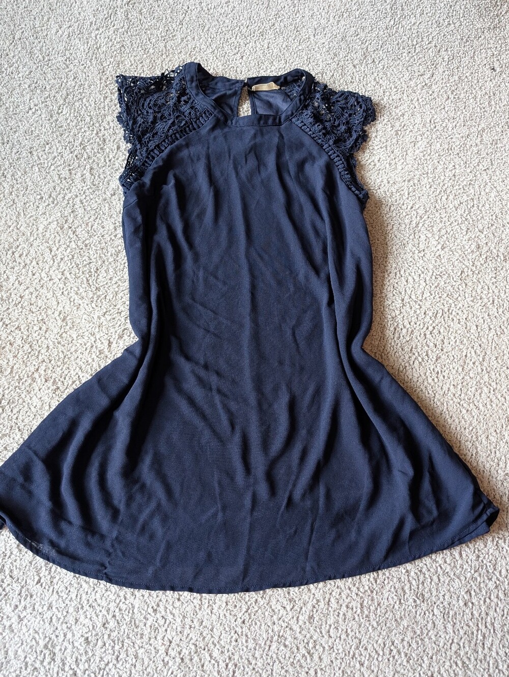 Altar'd State Navy Crochet Cap-Sleeve Mini Dress
